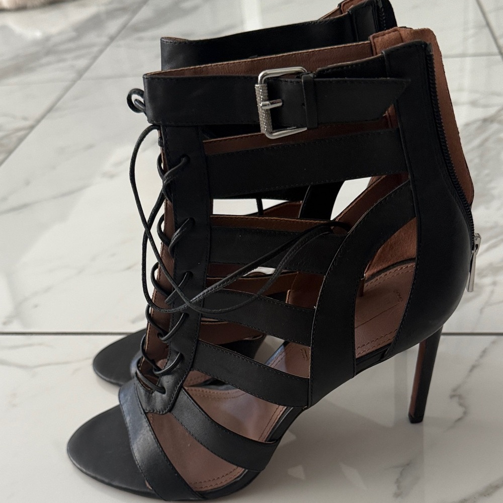 BCBGMaxAzria Black Lace-Up Heels